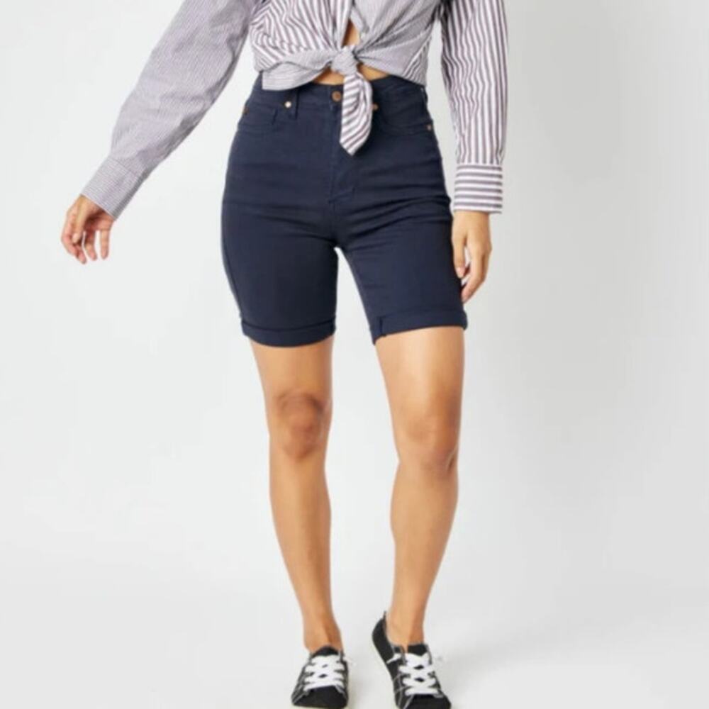 High-Rise Navy Bermuda Shorts BNWT